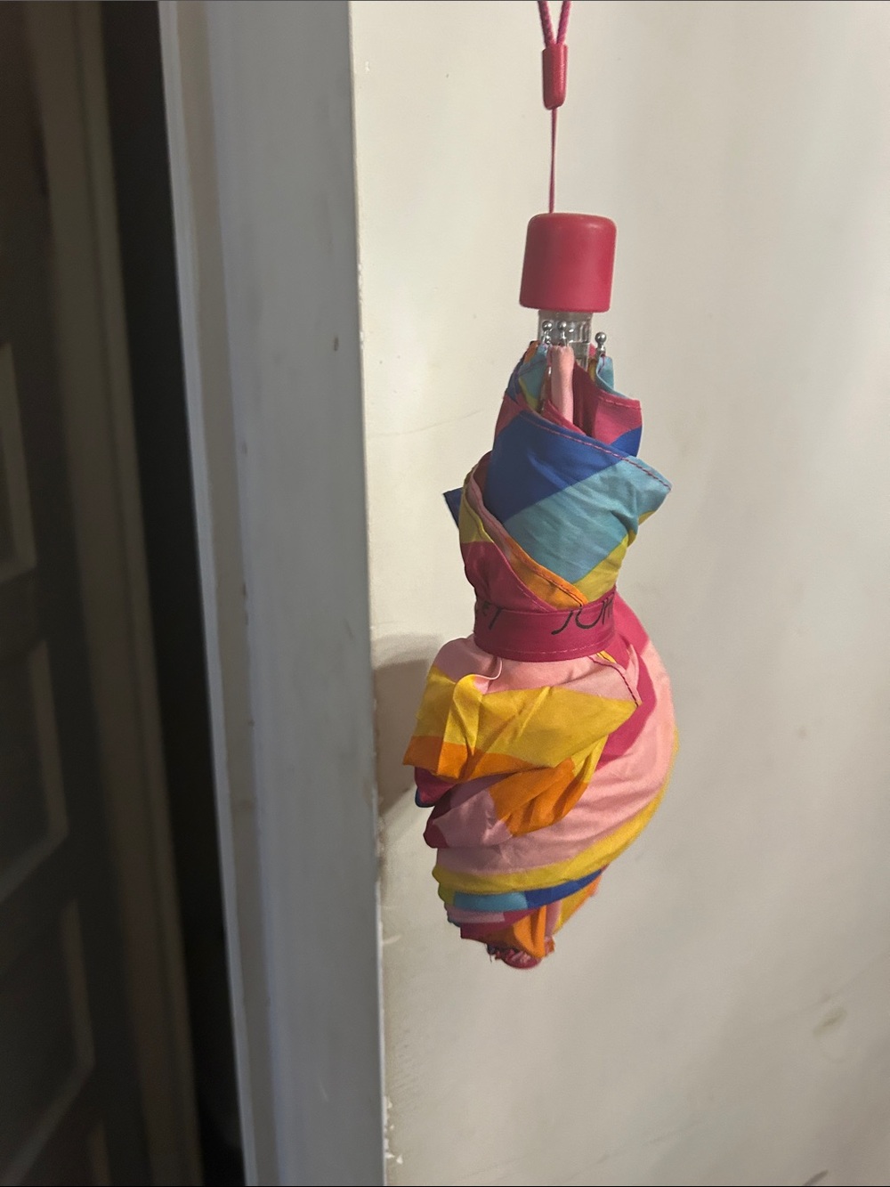Compact Rainbow Foldable Umbrella - Pink Multicolor